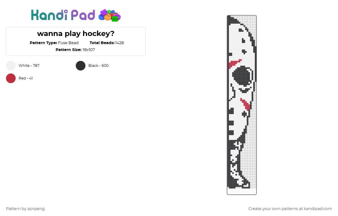 wanna play hockey? - Fuse Bead Pattern by aznpeng on Kandi Pad - knife,jason voorhees,friday the thirteenth,slasher,horror,movie,halloween,spooky,white