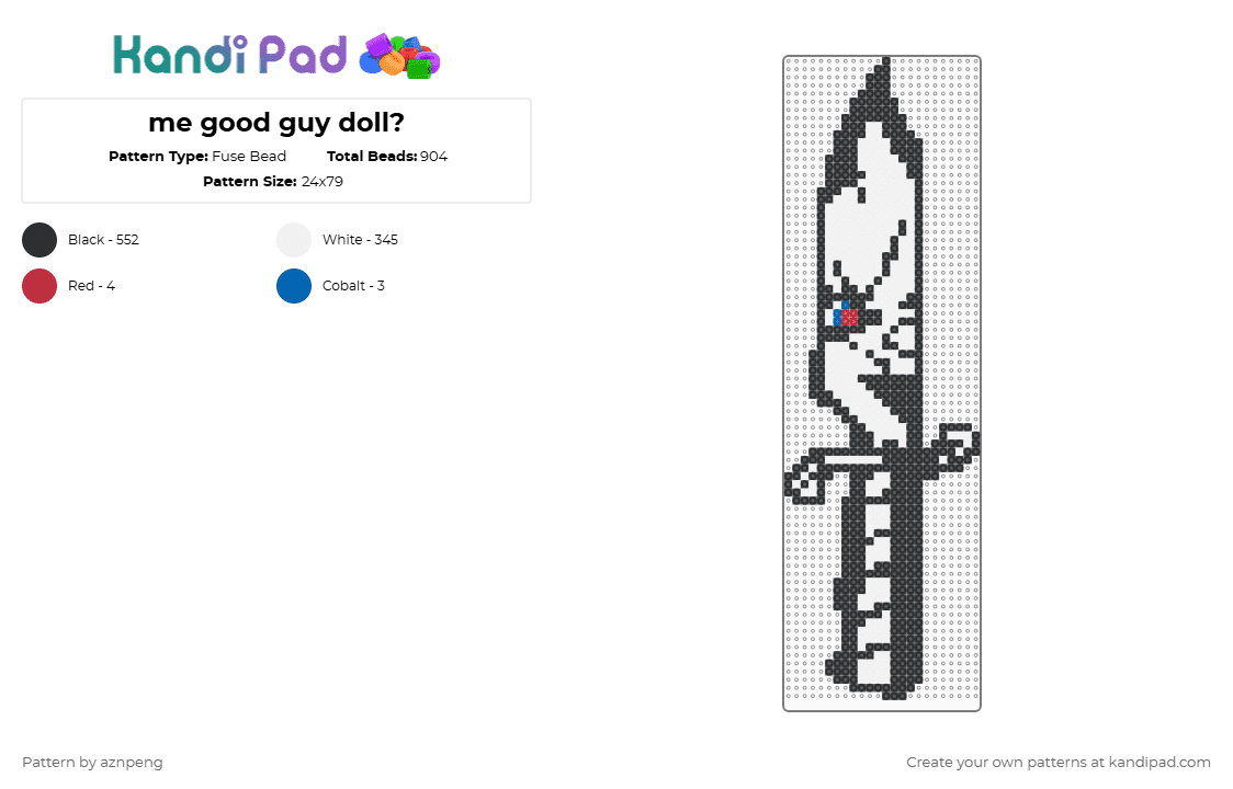 me good guy doll? - Fuse Bead Pattern by aznpeng on Kandi Pad - knife,chucky,slasher,horror,movie,halloween,spooky,black,white,blue,red