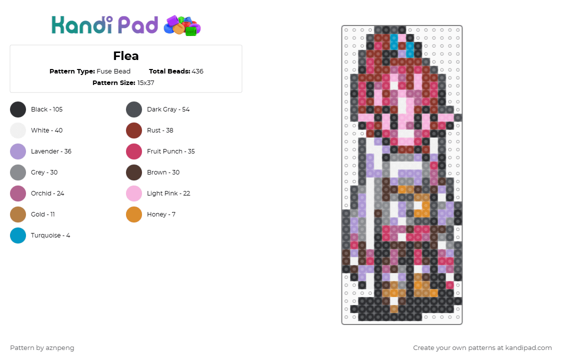 Flea - Fuse Bead Pattern by aznpeng on Kandi Pad - gray,red,pink