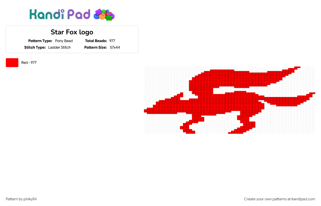 Star Fox logo - Pony Bead Pattern by pinky84 on Kandi Pad - red