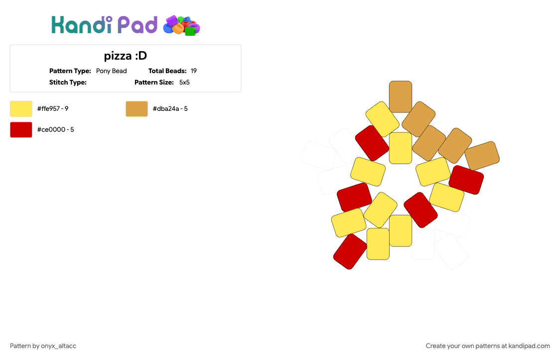 pizza :D - Pony Bead Pattern by onyx_altacc on Kandi Pad - yellow