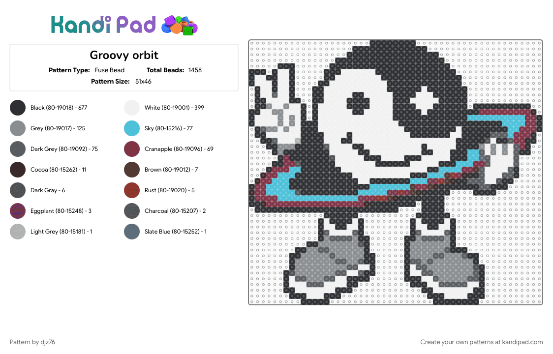 Groovy orbit - Fuse Bead Pattern by djz76 on Kandi Pad - black, brown, colorful, gray, white