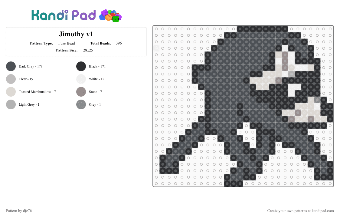 Jimothy - Fuse Bead Pattern by djz76 on Kandi Pad - gray