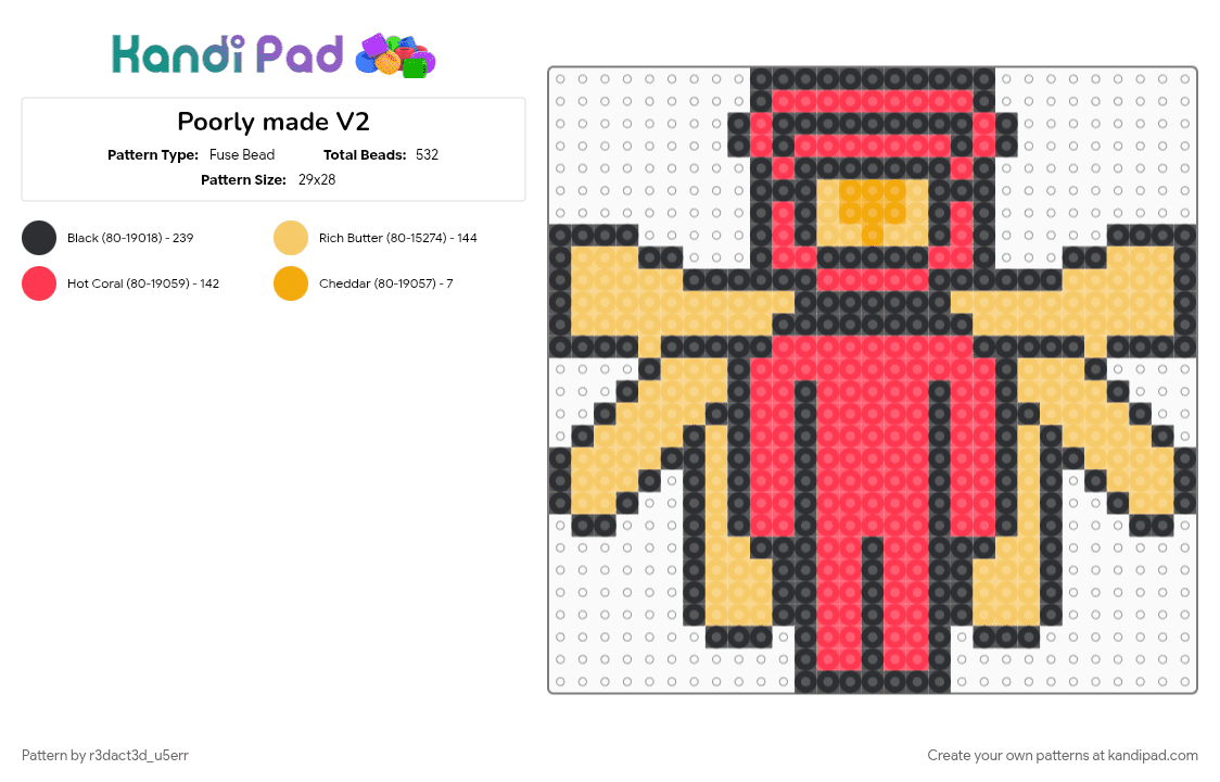 Poorly made V2 - Fuse Bead Pattern by r3dact3d_u5err on Kandi Pad - 