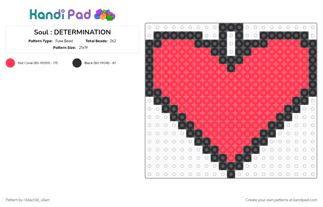 Soul : DETERMINATION - Fuse Bead Pattern by r3dact3d_u5err on Kandi Pad - 