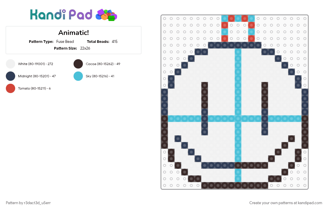 Animatic! - Fuse Bead Pattern by r3dact3d_u5err on Kandi Pad - animatic battle, brown, keychain, light blue, object show, purple, white