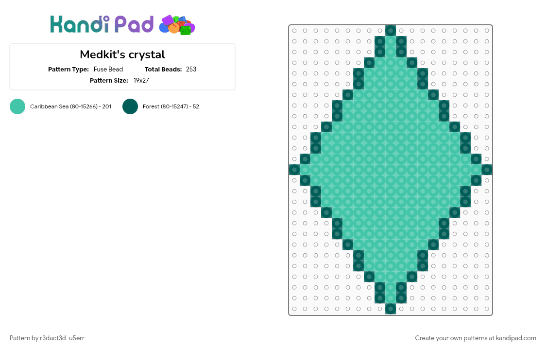 Medkit\'s crystal - Fuse Bead Pattern by r3dact3d_u5err on Kandi Pad - 