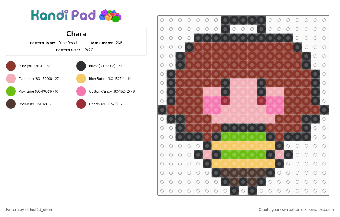 Chara - Fuse Bead Pattern by r3dact3d_u5err on Kandi Pad - 