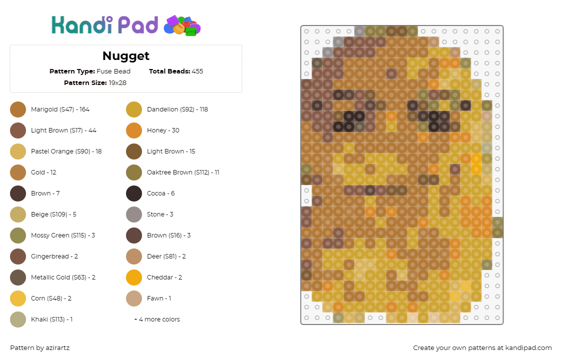 Nugget - Fuse Bead Pattern by azirartz on Kandi Pad - nugget,food,chicken,meme,brown,tan