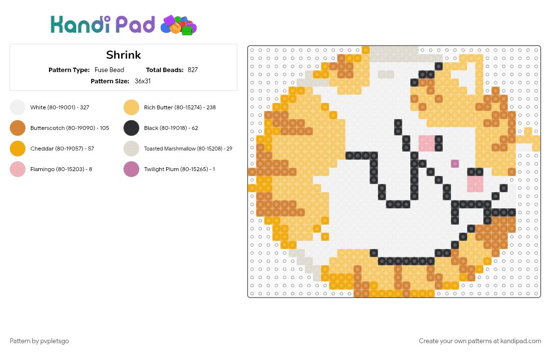 Shrink - Fuse Bead Pattern by pvpletsgo on Kandi Pad - orange, yellow