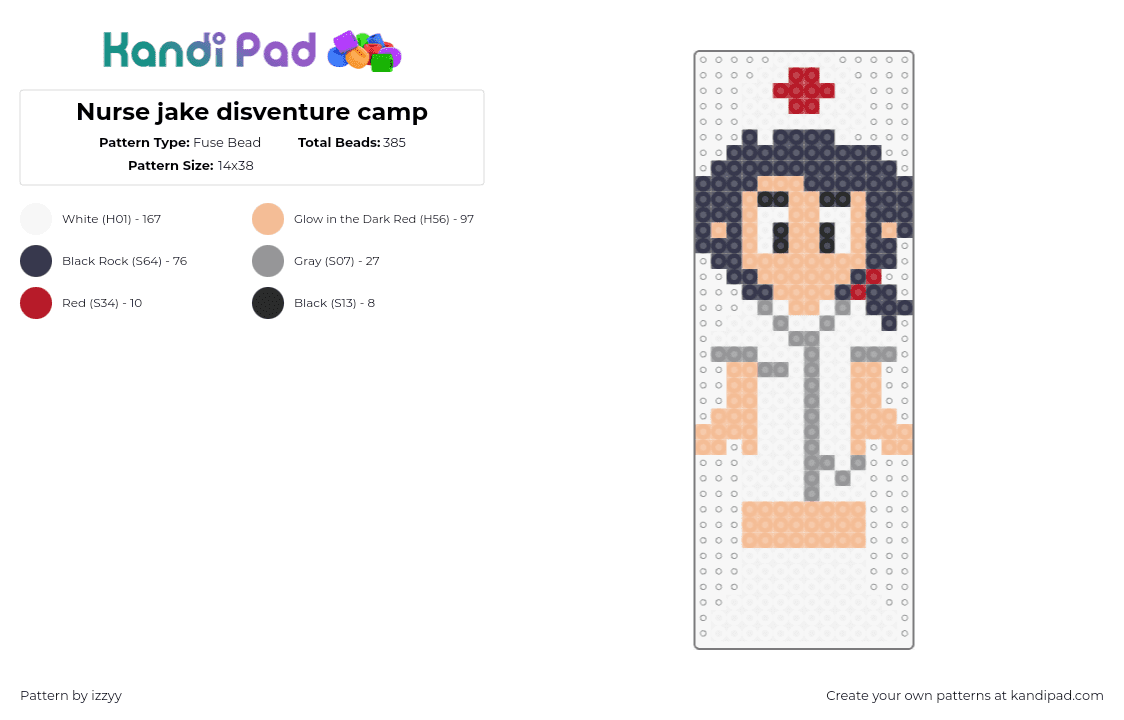 Nurse jake disventure camp - Fuse Bead Pattern by izzyy on Kandi Pad - jake,disventure camp,nurse,costume,character,animation,tv show,white,tan