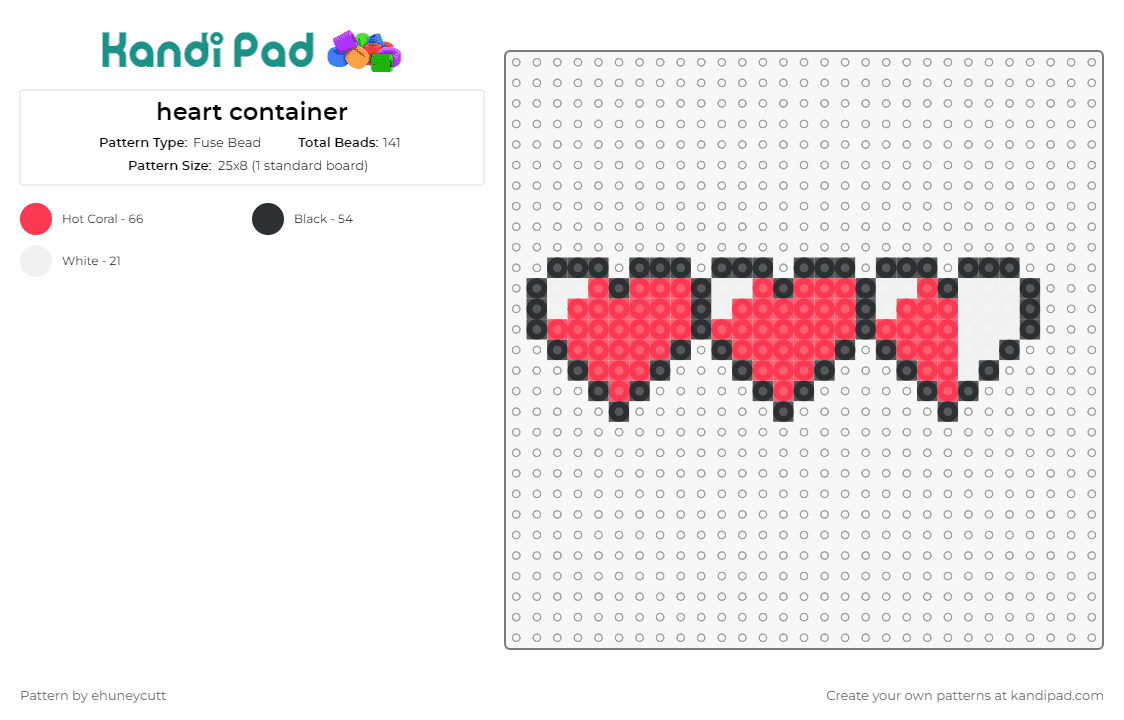heart container - Fuse Bead Pattern by ehuneycutt on Kandi Pad - hearts,video games,life