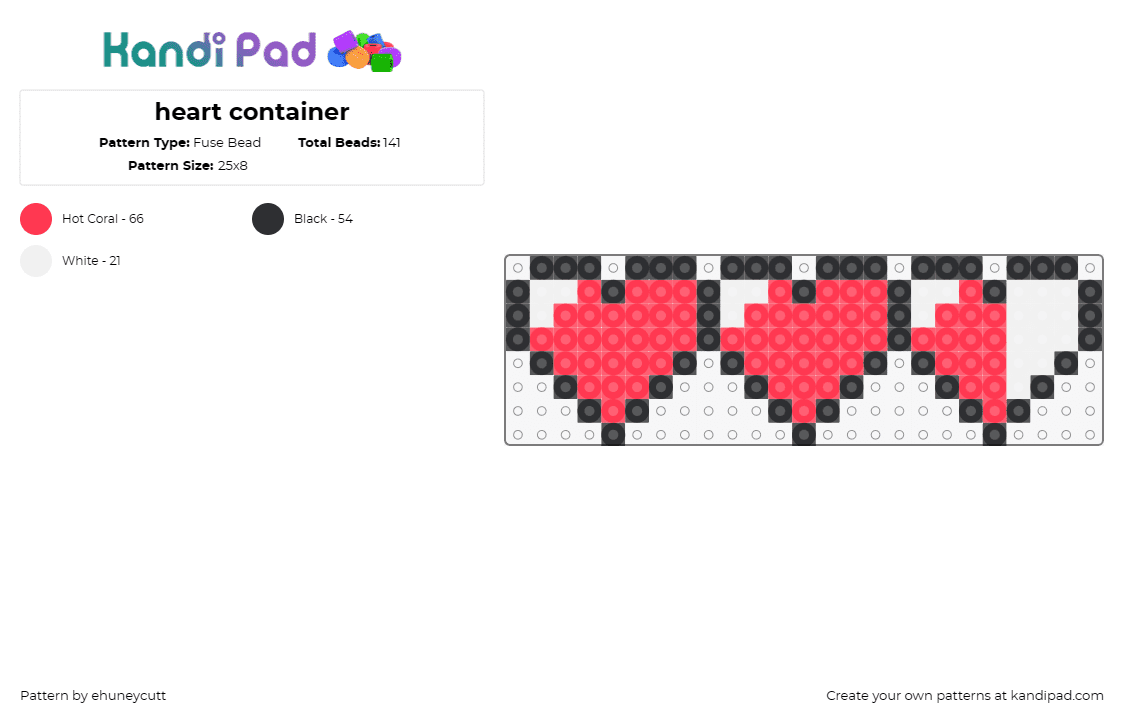 heart container - Fuse Bead Pattern by ehuneycutt on Kandi Pad - hearts,video games,life