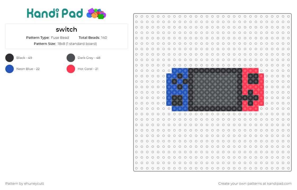switch - Fuse Bead Pattern by ehuneycutt on Kandi Pad - nintendo switch,video games,consoles