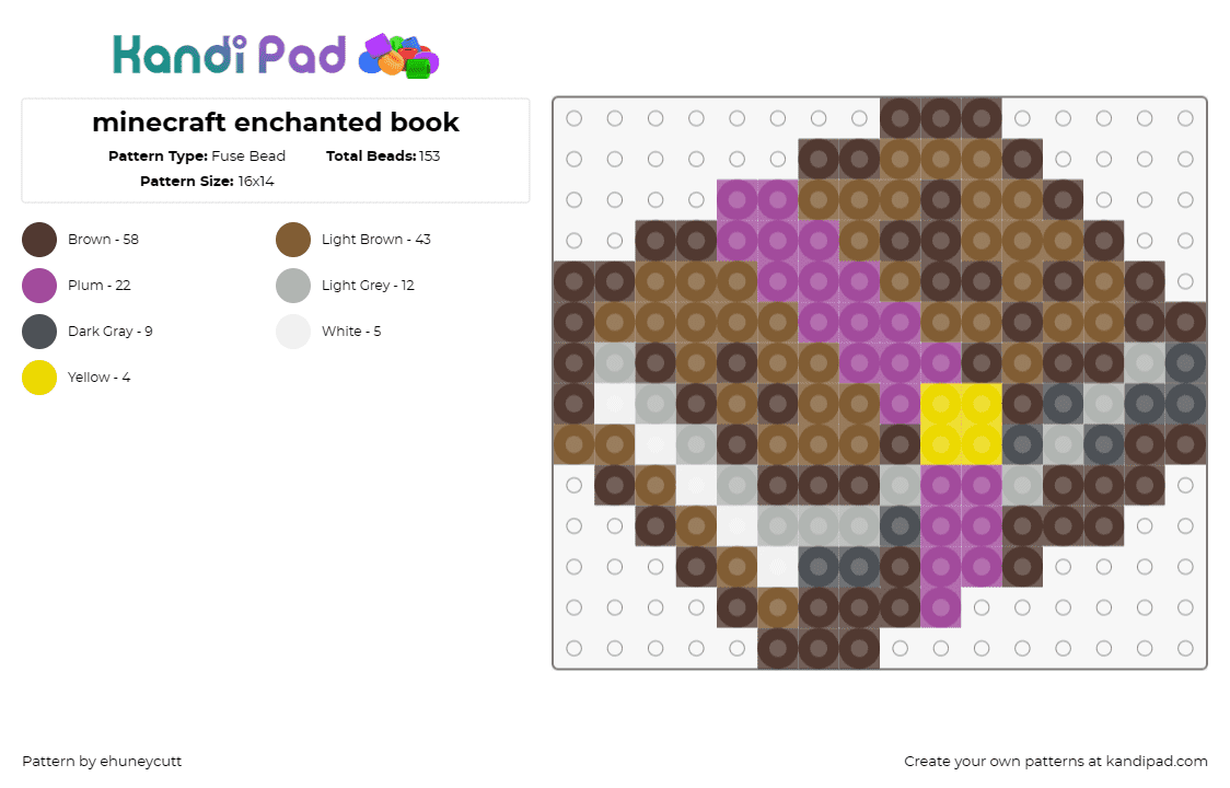 minecraft enchanted book - Fuse Bead Pattern by ehuneycutt on Kandi Pad - book,minecraft,magic,video game,brown,purple