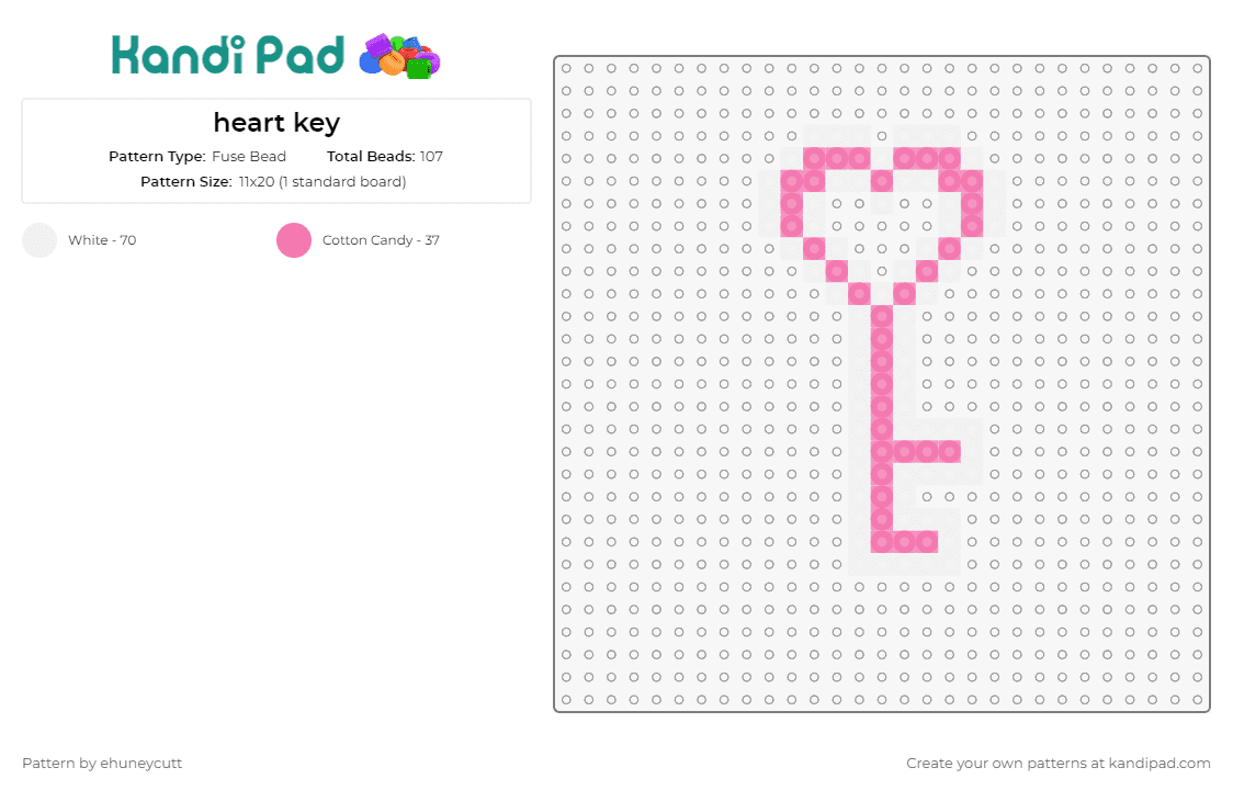 heart key - Fuse Bead Pattern by ehuneycutt on Kandi Pad - heart,key,love