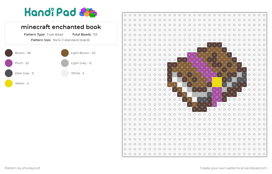 minecraft enchanted book - Fuse Bead Pattern by ehuneycutt on Kandi Pad - minecraft,book,video games