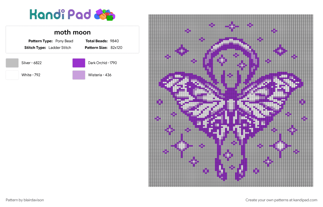 moth moon - Pony Bead Pattern by blairdavison on Kandi Pad - beige