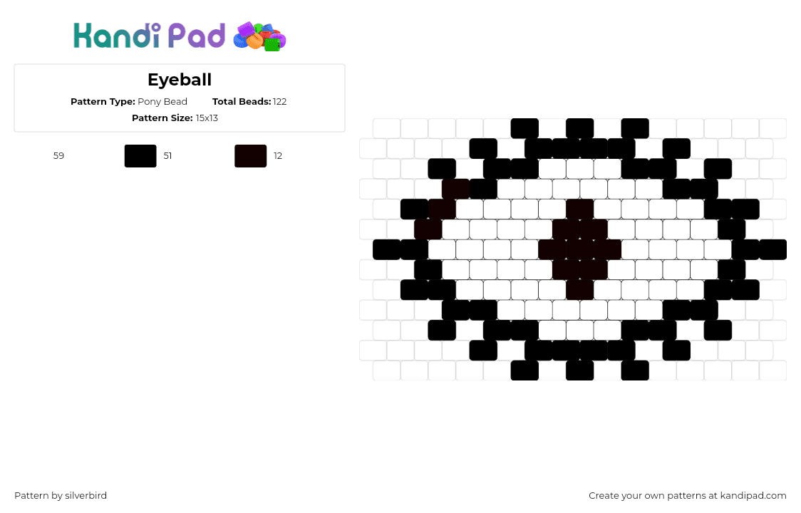 Eyeball - Pony Bead Pattern by silverbird on Kandi Pad - eye,eyeball,outline,body,white,black