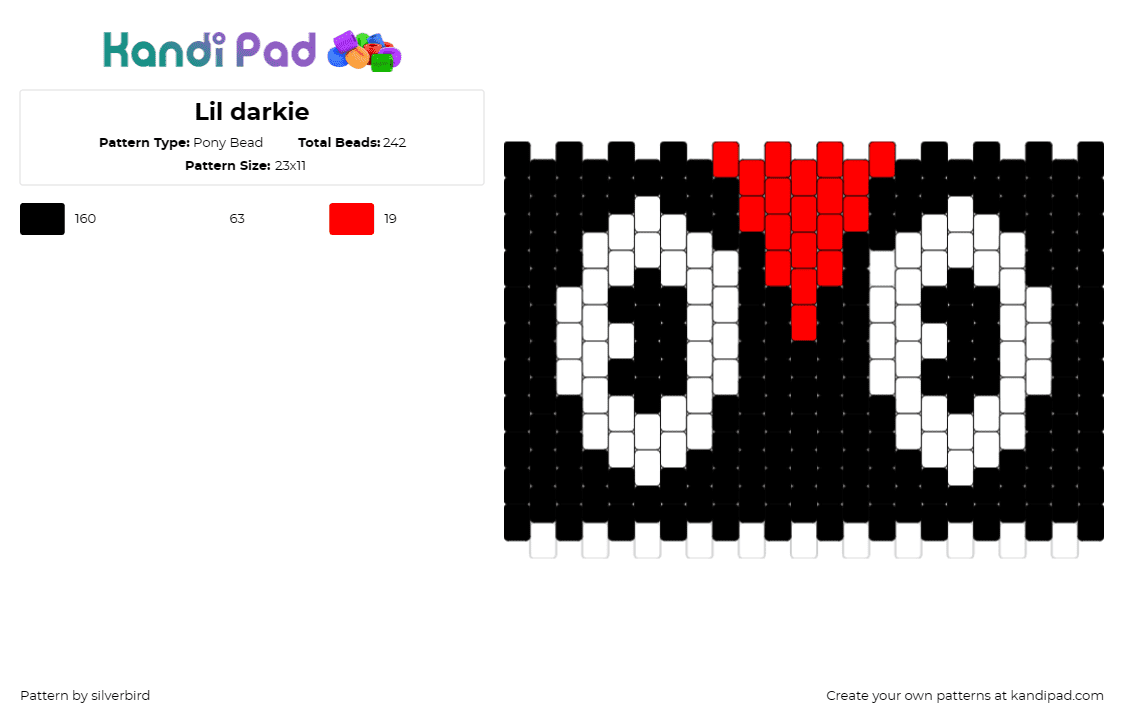 Lil darkie - Pony Bead Pattern by silverbird on Kandi Pad - lil darkie,eyes,rap,music,black,white