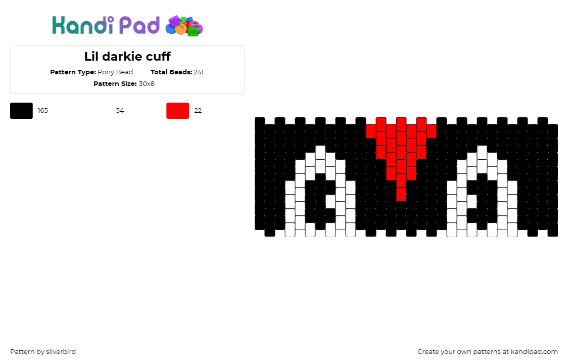 Lil darkie cuff - Pony Bead Pattern by silverbird on Kandi Pad - lil darkie,eyes,rap,music,cuff,black,white