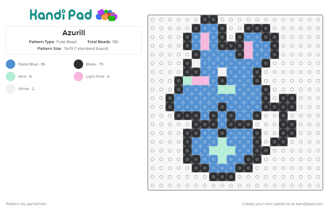 Azurill - Fuse Bead Pattern by pandchavi on Kandi Pad - azurill,pokemon,anime,tv shows