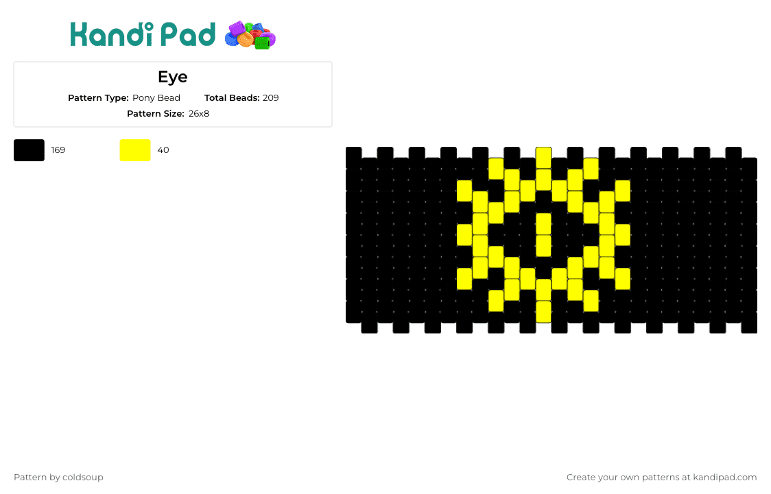 Eye - Pony Bead Pattern by coldsoup on Kandi Pad - eye,sun,dark,cuff,black yellow