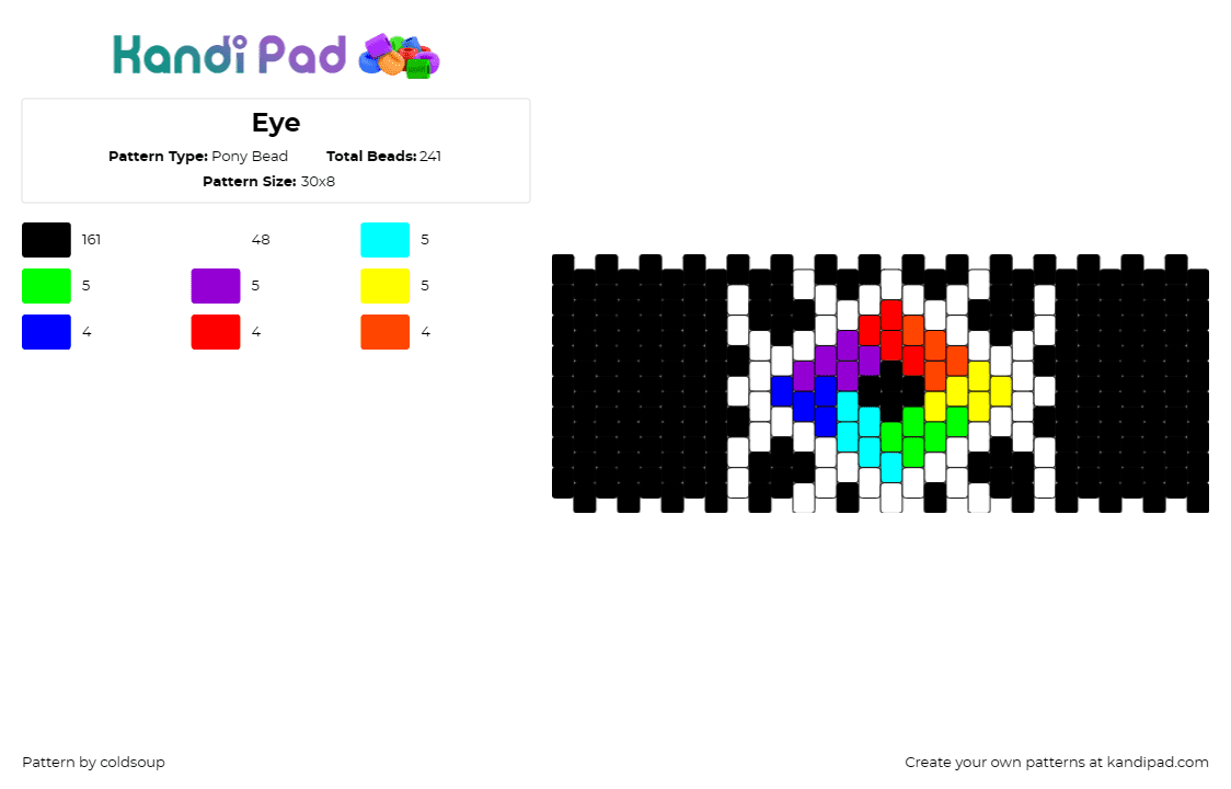 Eye - Pony Bead Pattern by coldsoup on Kandi Pad - eye,trippy,dark,rainbow,cuff,black yellow