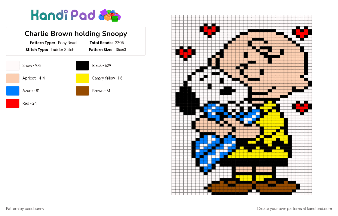 Charlie Brown holding Snoopy - Pony Bead Pattern by cecebunny on Kandi Pad - beige, charlie brown, charliebrown, dog, love, peanuts, snoopy, snoopy peanuts, thepeanuts, white