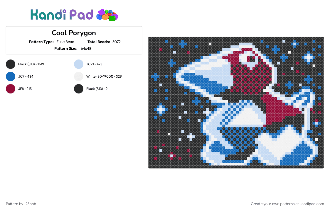 Cool Porygon - Fuse Bead Pattern by 123nnb on Kandi Pad - blue, brown, gbc, pokemon, porygon
