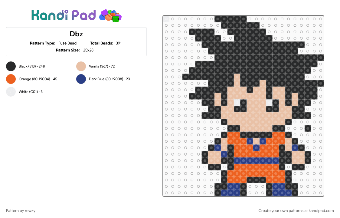 Dbz - Fuse Bead Pattern by rewzy on Kandi Pad - beige, black, orange