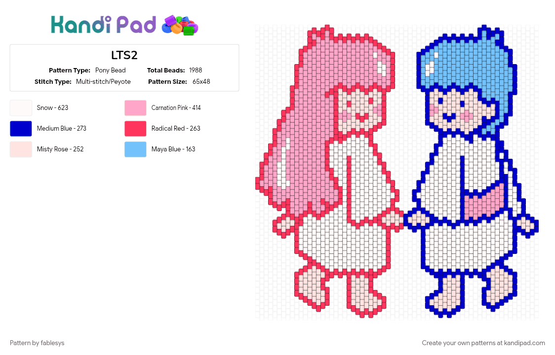 LTS2 - Pony Bead Pattern by fablesys on Kandi Pad - pink, purple, red
