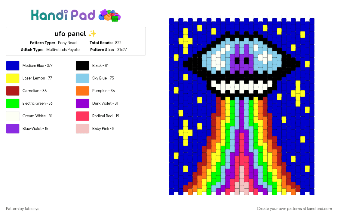 ufo panel ✨ - Pony Bead Pattern by fablesys on Kandi Pad - purple