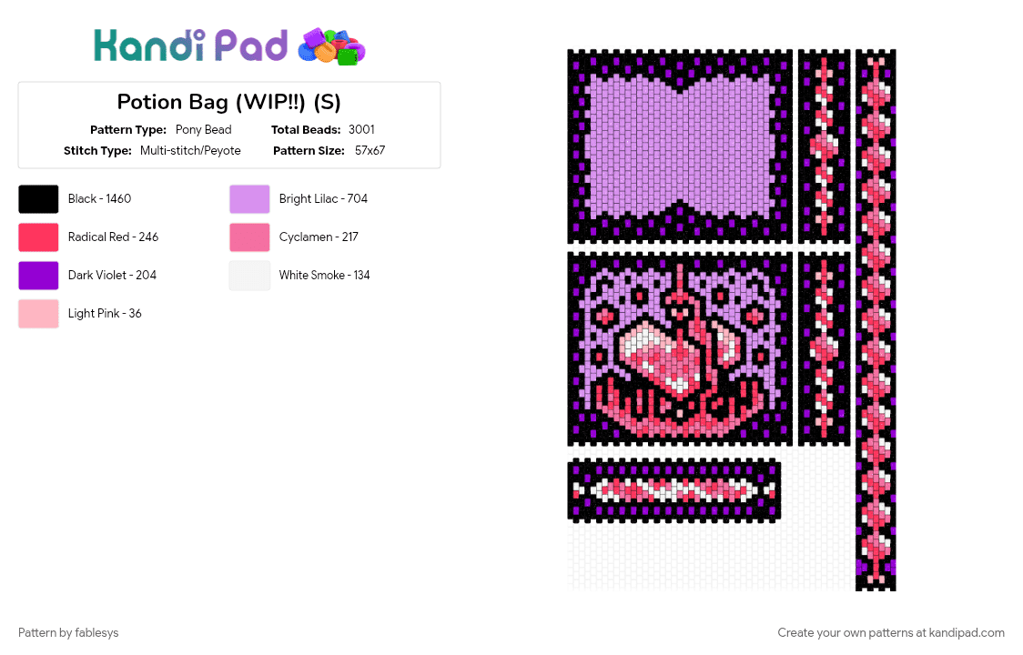 Kandi Backpack Patterns Potion Bag (WIP!!) (S) Pony Bead Pattern - Kandi Pad | Kandi Patterns ...