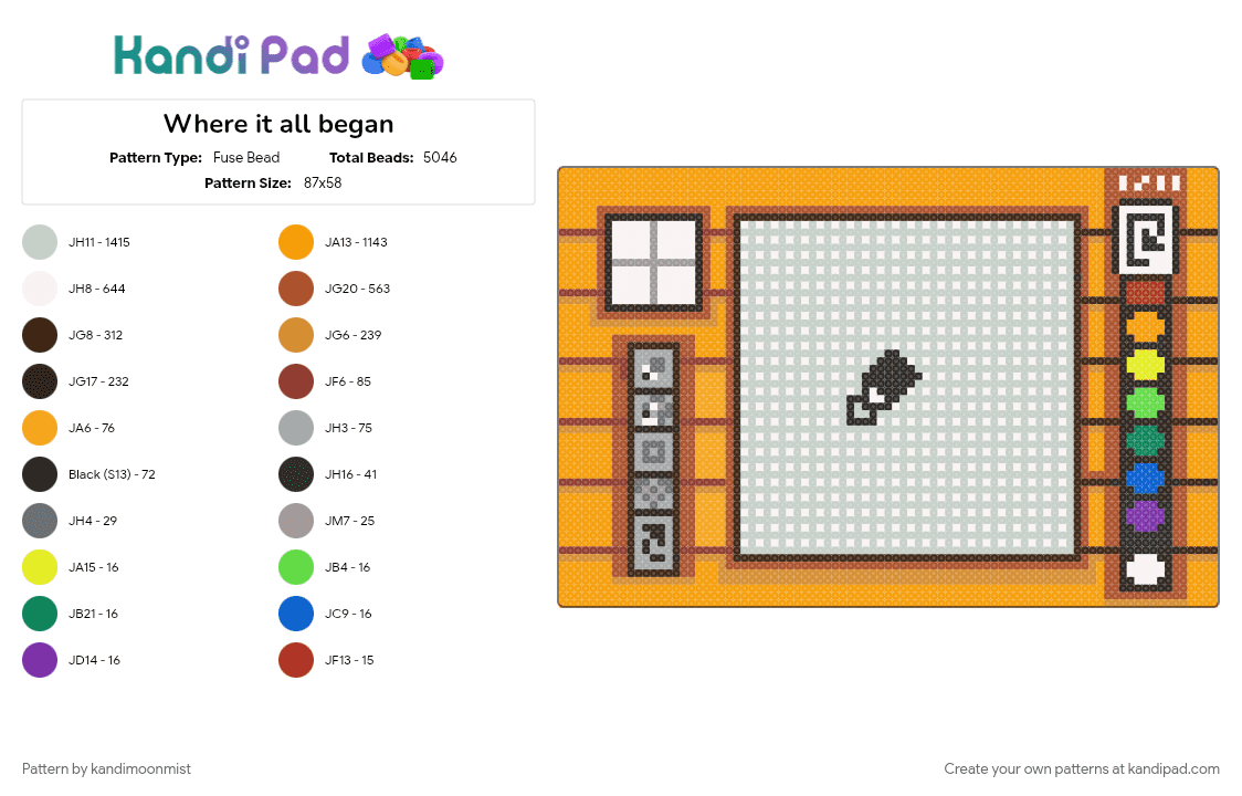 Where it all began - Fuse Bead Pattern by kandimoonmist on Kandi Pad - animalcrossing, brown, cotdfabric, game cube, nintendo, nostalgia, orange, red, video game, white