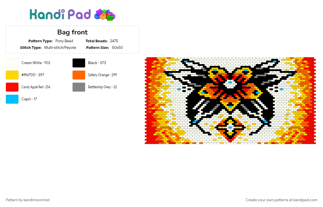 Bag front - Pony Bead Pattern by kandimoonmist on Kandi Pad - 