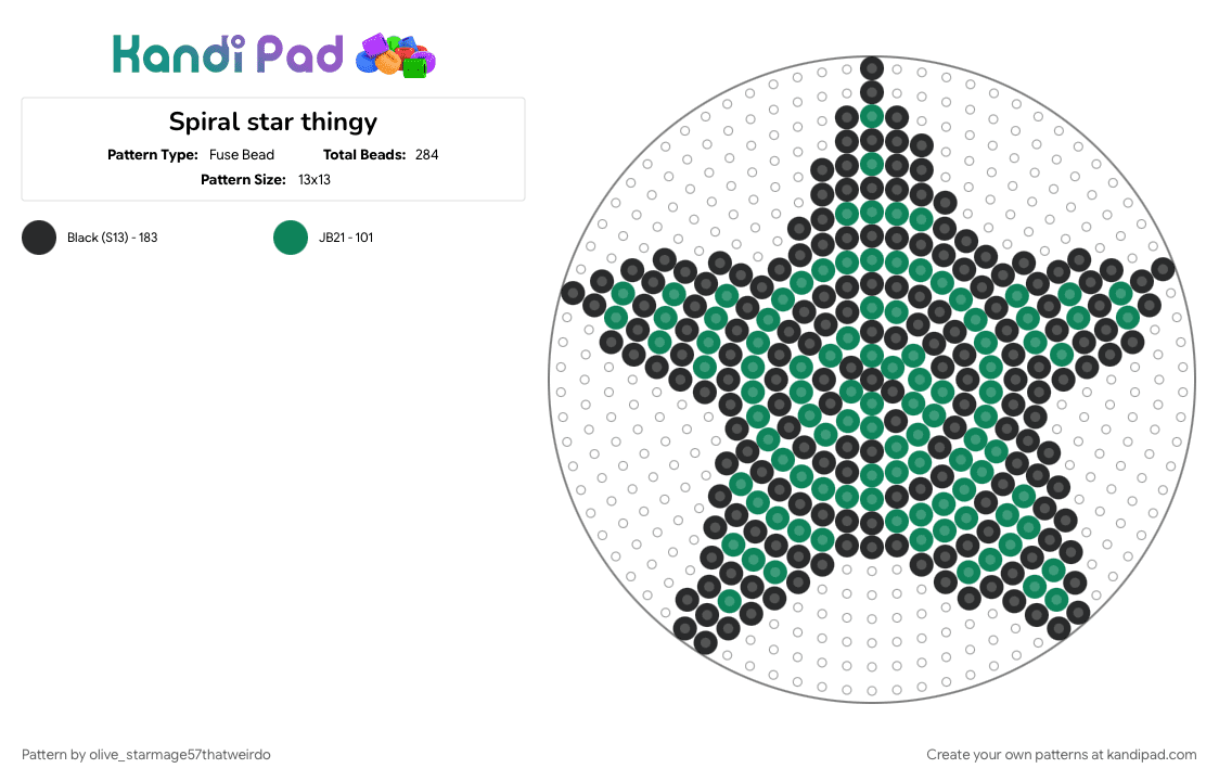 Spiral star thingy - Fuse Bead Pattern by olive_starmage57thatweirdo on Kandi Pad - 