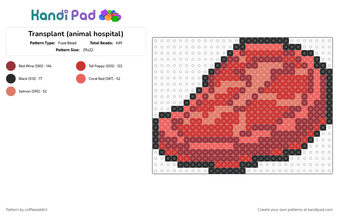 Transplant (animal hospital) - Fuse Bead Pattern by coffeeaddict on Kandi Pad - animal hospital, pixelated, red, roblox
