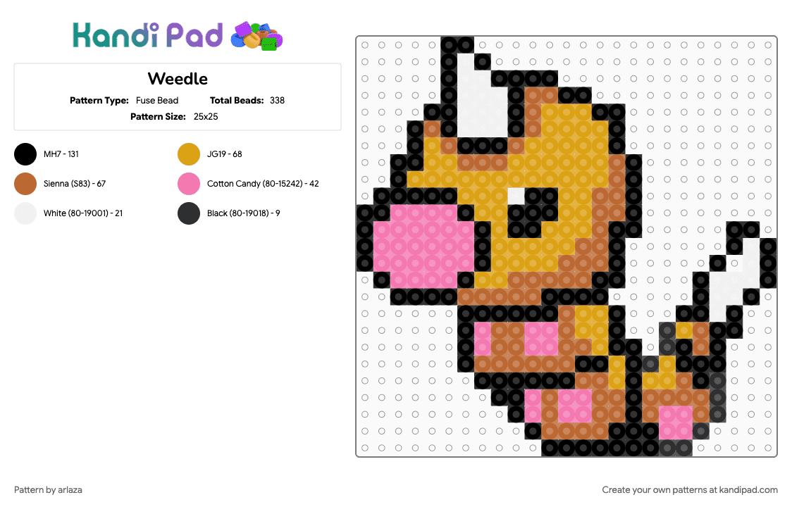 Weedle - Fuse Bead Pattern by arlaza on Kandi Pad - orange, tan