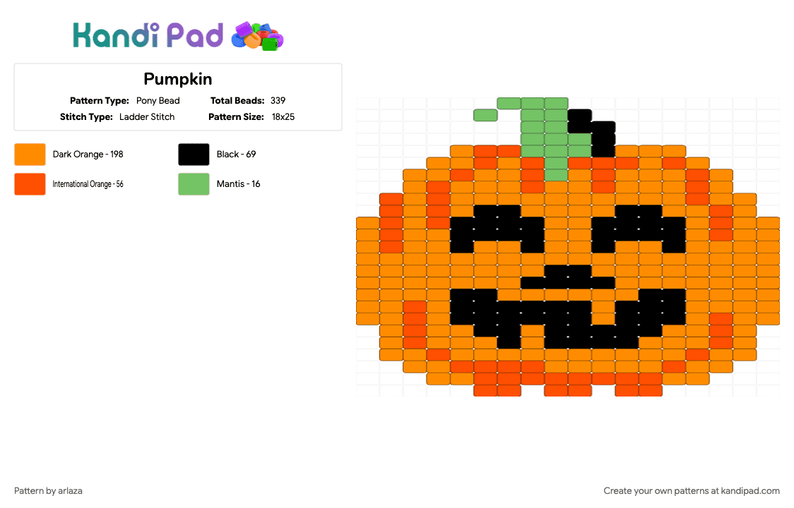 Pumpkin - Pony Bead Pattern by arlaza on Kandi Pad - orange