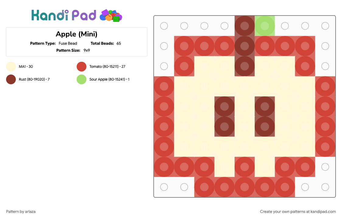 Apple (Mini) - Fuse Bead Pattern by arlaza on Kandi Pad - red
