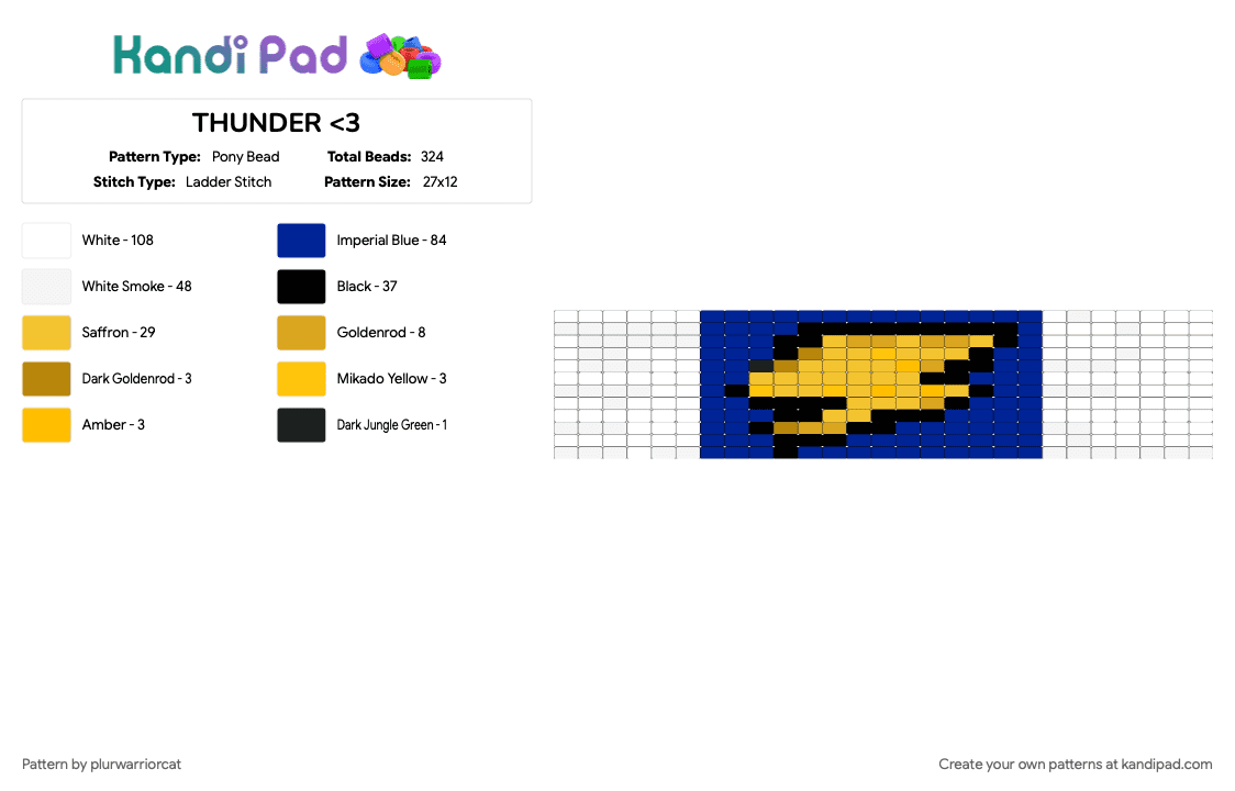 THUNDER - Pony Bead Pattern by plurwarriorcat on Kandi Pad - 