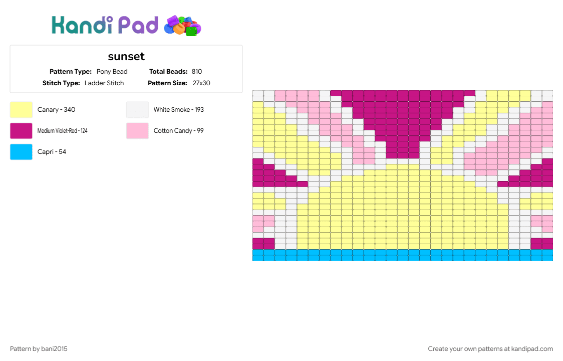 sunset - Pony Bead Pattern by bani2015 on Kandi Pad - pink, yellow