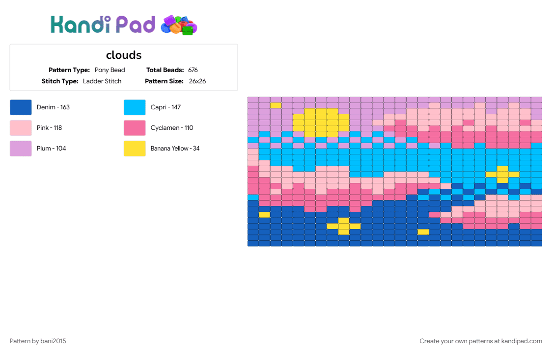 clouds - Pony Bead Pattern by bani2015 on Kandi Pad - blue, pink