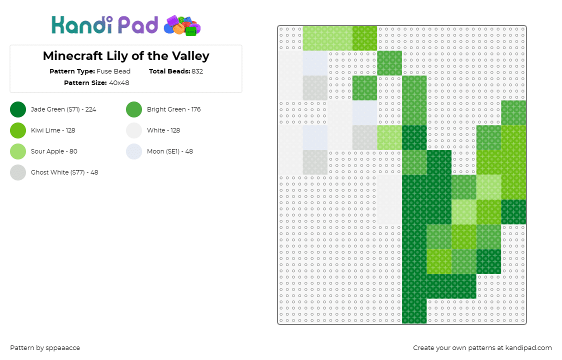 Minecraft Lily of the Valley Fuse Bead Pattern - Kandi Pad | Kandi ...