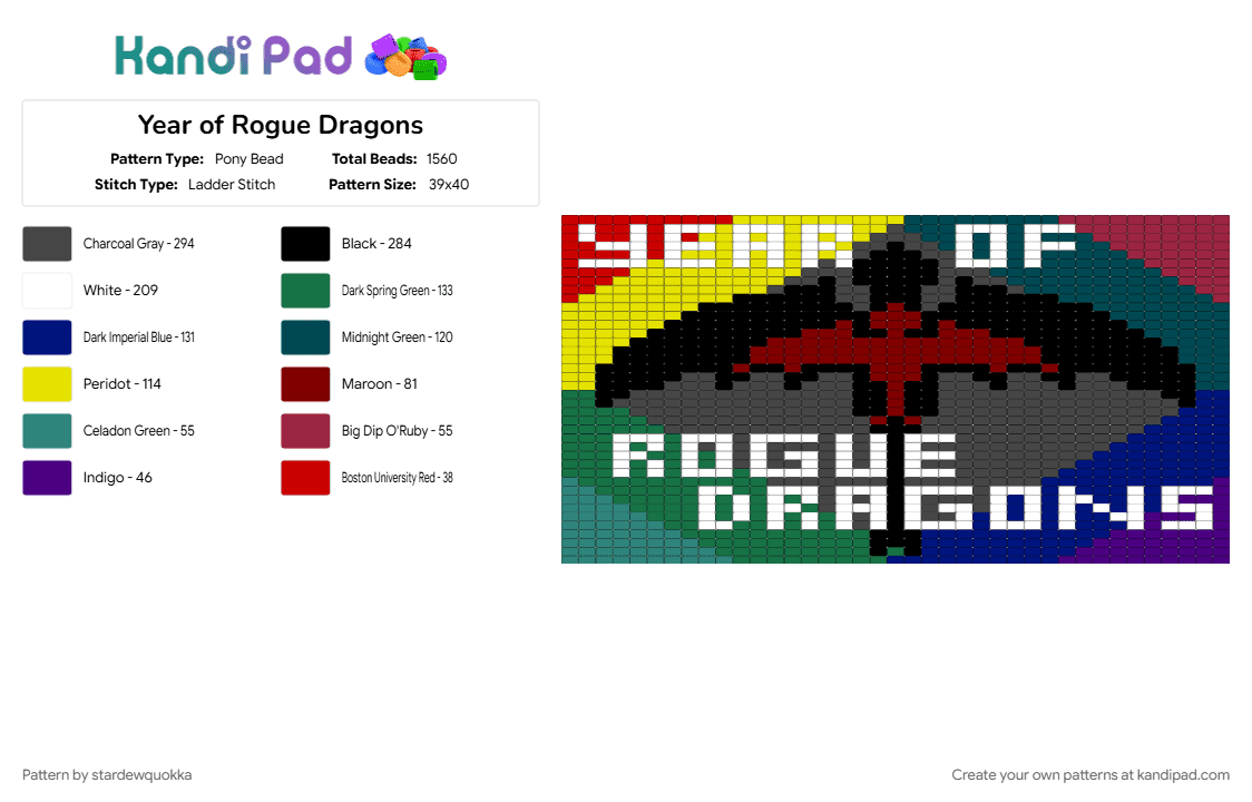 Year of Rogue Dragons - Pony Bead Pattern by stardewquokka on Kandi Pad - brown, dragon, purple