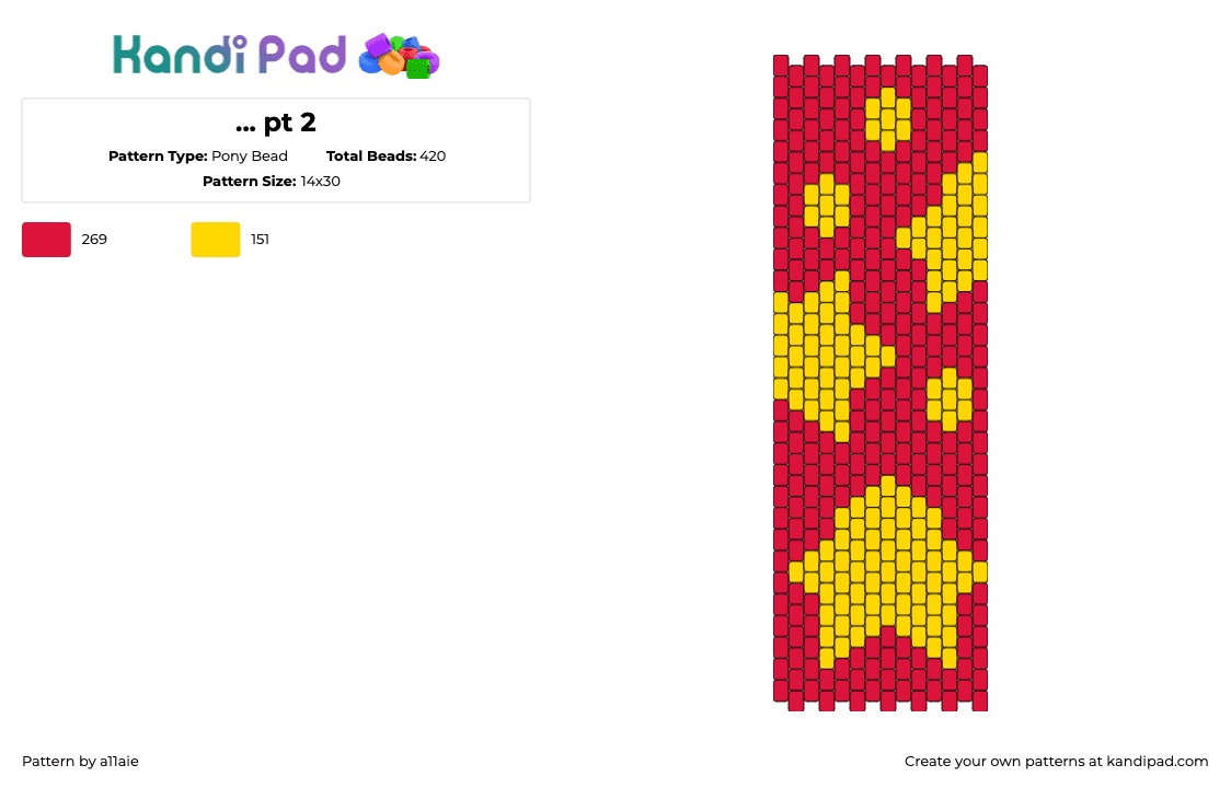 ... pt 2 - Pony Bead Pattern by a11aie on Kandi Pad - stars,panel,yellow,red