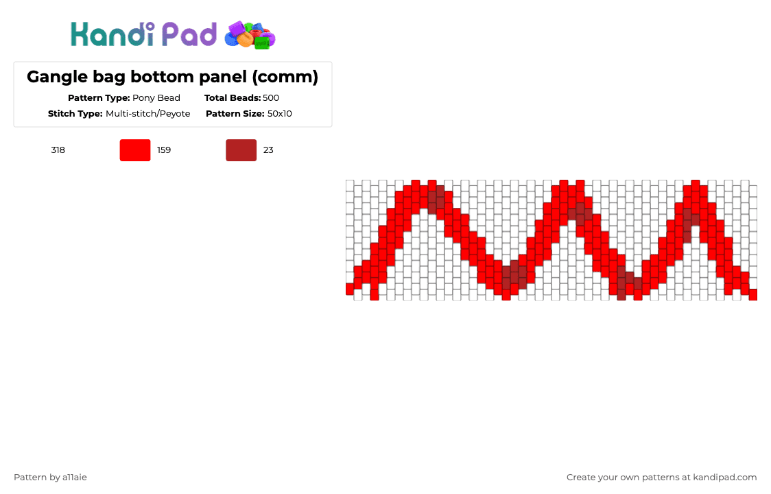 Gangle bag bottom panel (comm) - Pony Bead Pattern by a11aie on Kandi Pad - gangle,amazing digital circus,white,red