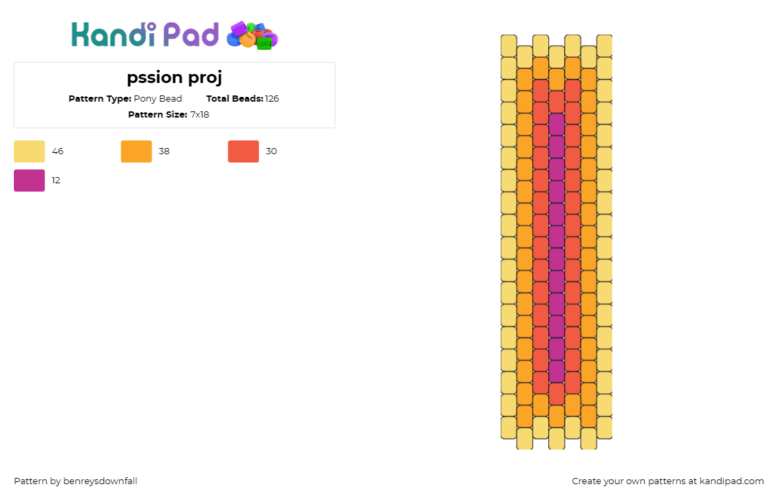 pssion proj - Pony Bead Pattern by benreysdownfall on Kandi Pad - colorful,sunset