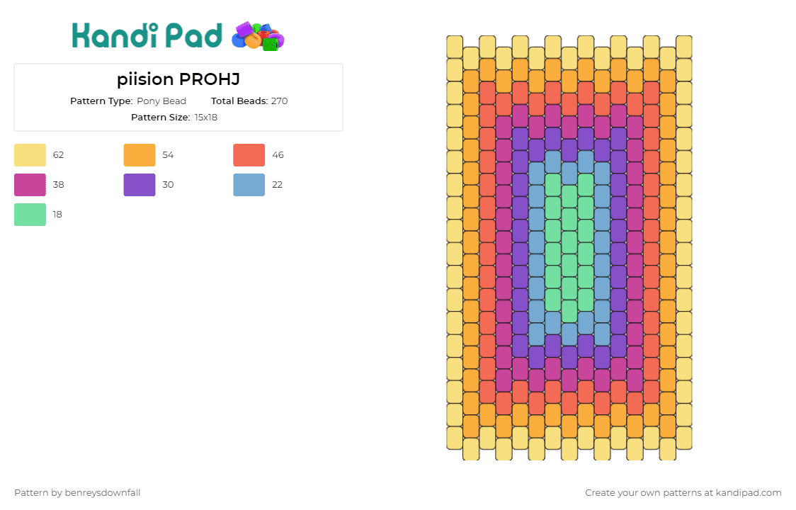 piision PROHJ - Pony Bead Pattern by benreysdownfall on Kandi Pad - colorful,geometric,panel